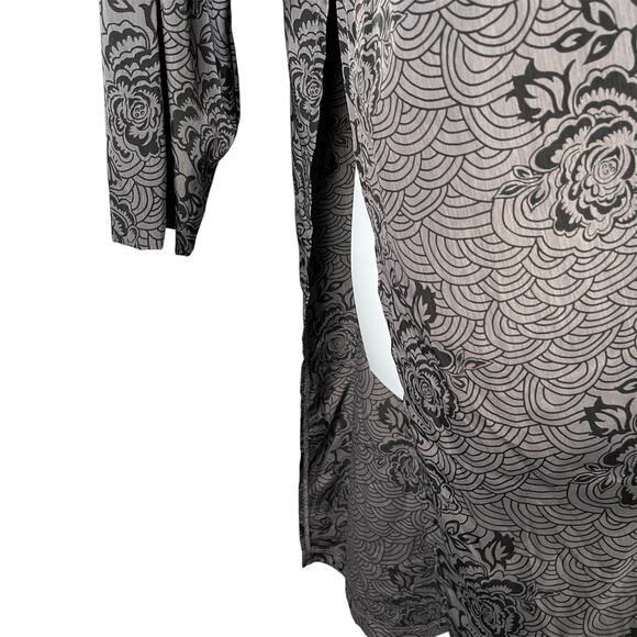 Vintage SG Sport Collection Dress 2X Gray Floral Cover-up Topper Metal Buttons - Picture 6 of 10